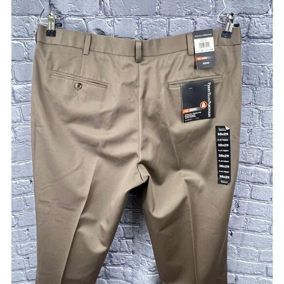 Perry Ellis Portfolio Mens Dress Pants Size 38x29 Sandstone Beige No Iron Flat F - Picture 8 of 9